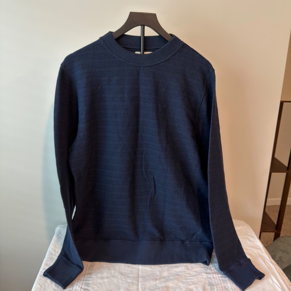 Oliver Spencer Other - Oliver Spencer Mens Navy Blue Textured Cotton Crewneck Sweatshirt Large
